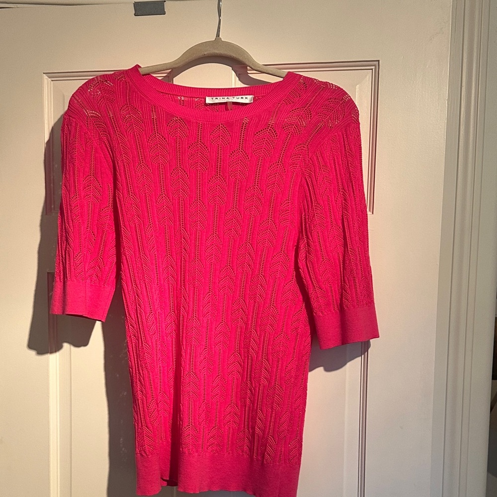 Trina Turk Vibrant Pink Crew Neck Sweaters